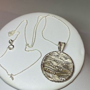 Clear Topaz Sterling Silver Circle Necklace